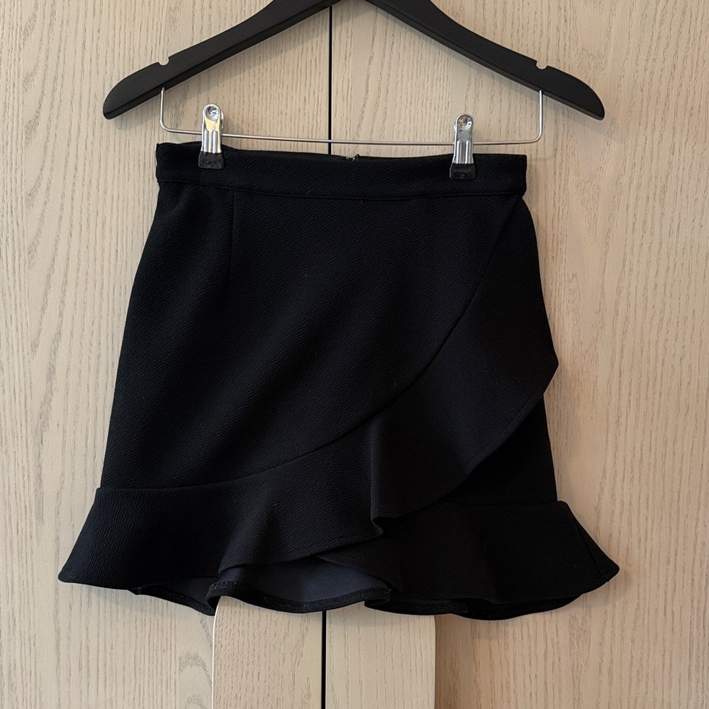 Lovers + Friends Black Ruffle Tulip Mini Skirt